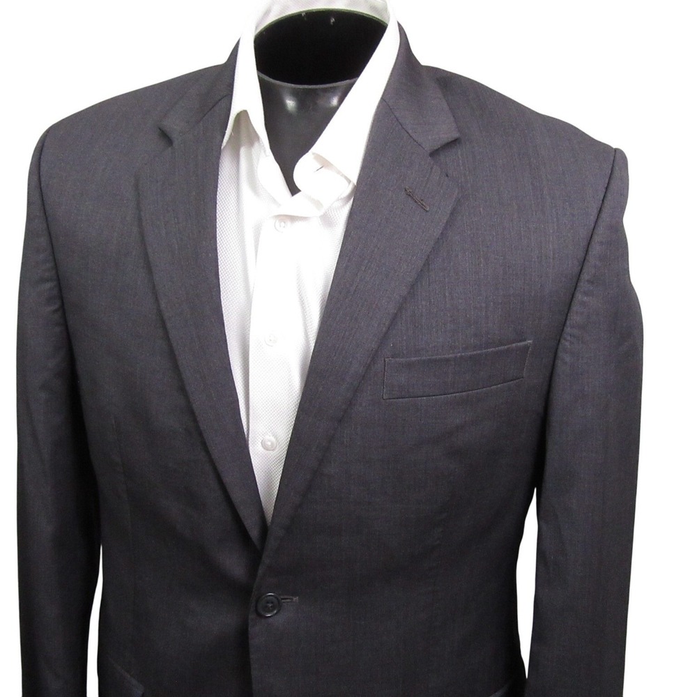 Calvin Klein Sport Coat 40L Solid Gray Modern Style Wool Double Vent